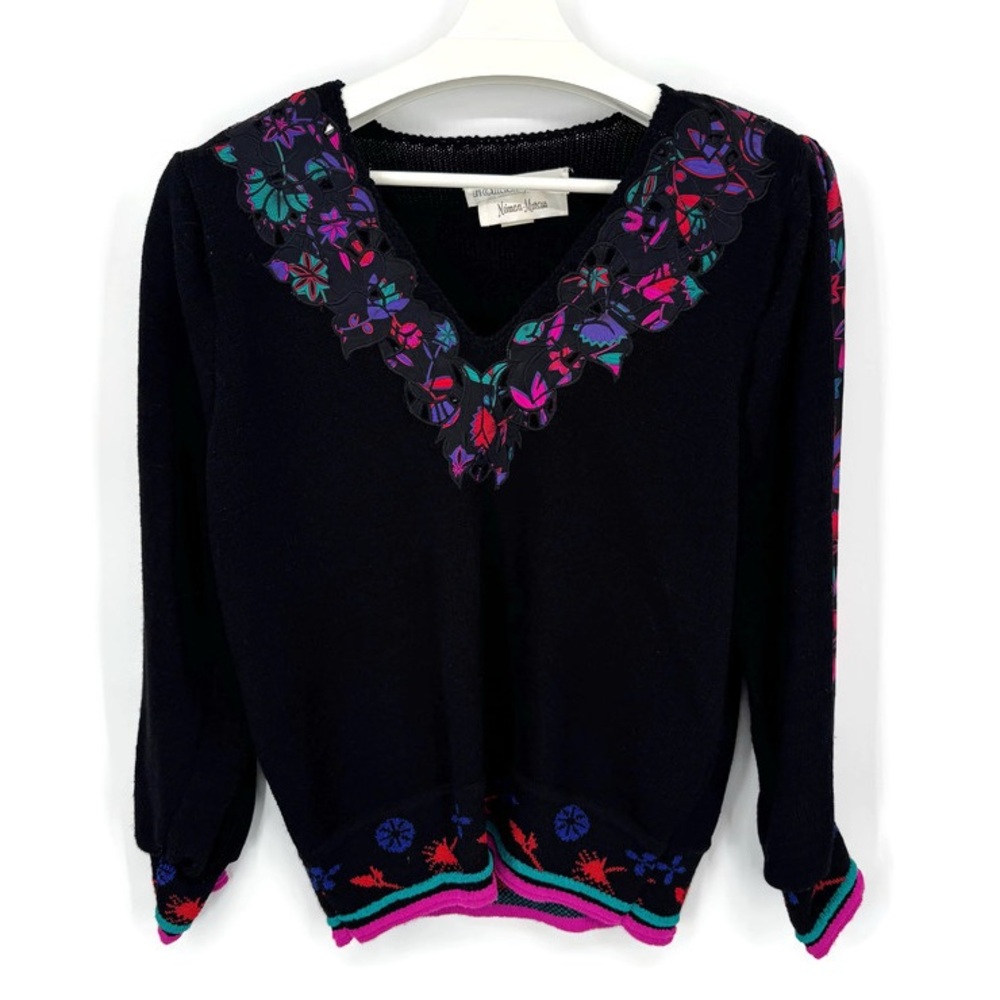 Umi Collections by‎ Anne Crimmins Neiman Marcus Vintage 80s Appliqué Sweater Med